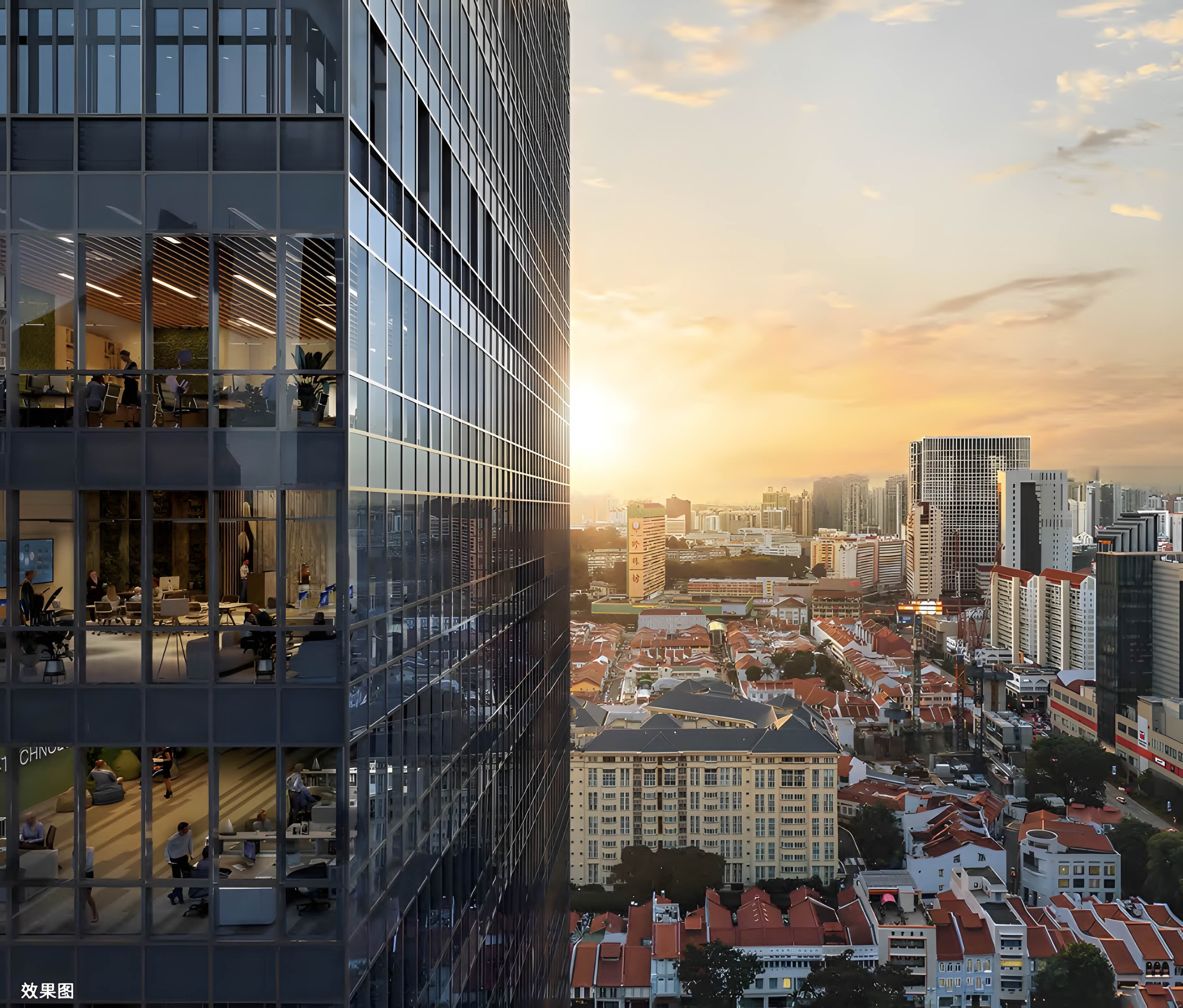 View of Singapore CBD skyline from office